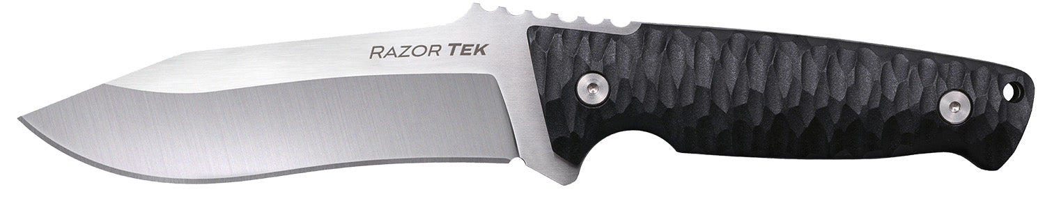 Cold Steel CSFX5RZR Razor Tek EDC 5" Fixed Blade Clip Point Plain Satin 4116 Krupp Stainless, Black Textured Handle
