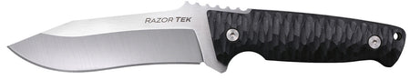 Cold Steel CSFX5RZR Razor Tek EDC 5" Fixed Blade Clip Point Plain Satin 4116 Krupp Stainless, Black Textured Handle