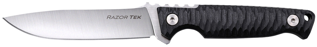 Cold Steel CSFX4RZR Razor Tek EDC 4" Fixed Blade Clip Point Plain Satin 4116 Krupp Stainless, Black Textured Handle
