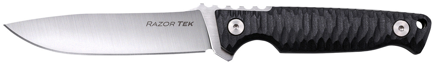 Cold Steel CSFX4RZR Razor Tek EDC 4" Fixed Blade Clip Point Plain Satin 4116 Krupp Stainless, Black Textured Handle