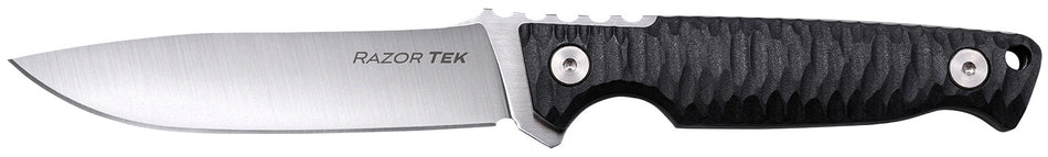 Cold Steel CSFX4RZR Razor Tek EDC 4" Fixed Blade Clip Point Plain Satin 4116 Krupp Stainless, Black Textured Handle