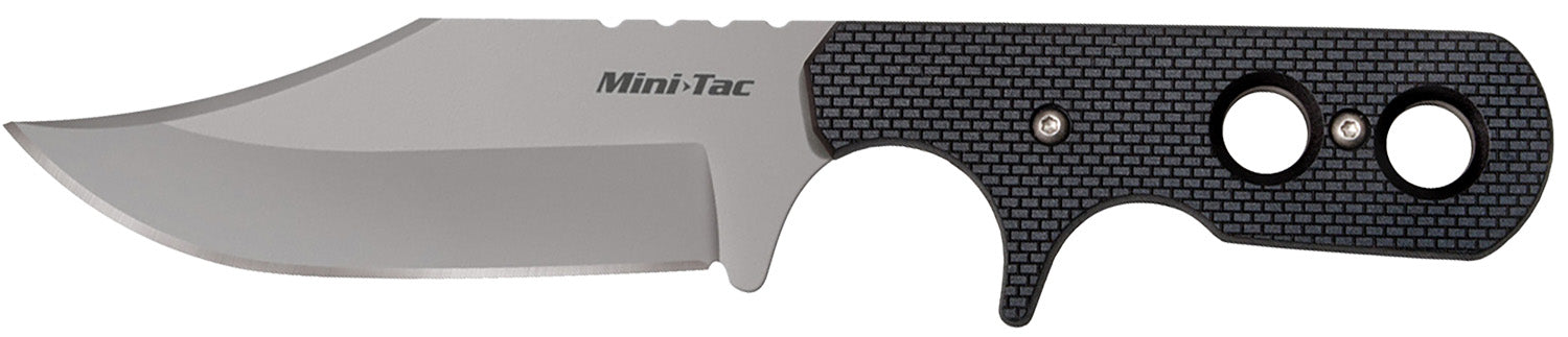 Cold Steel CS49HCFZ Mini Tac Bowie 3.63" Fixed Blade Clip Point Stonewashed 8Cr13MoV SS, 3.25" Griv-Ex Handle