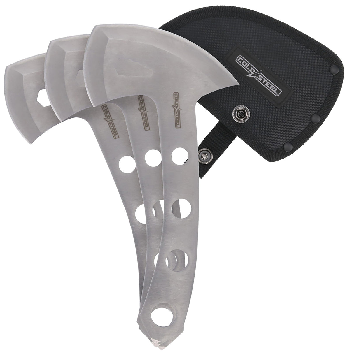 Cold Steel CSTH50AX3PK Throwing Axes 3-Pack 5" Plain 420 Stainless Steel Blades, Includes Nylon Sheath