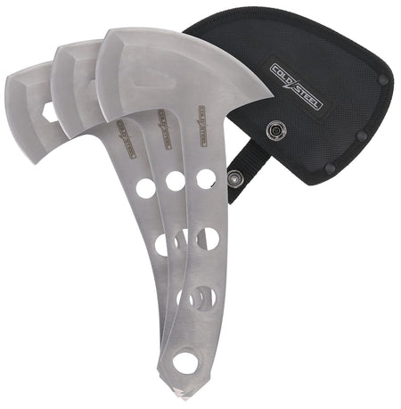 Cold Steel CSTH50AX3PK Throwing Axes 3-Pack 5" Plain 420 Stainless Steel Blades, Includes Nylon Sheath