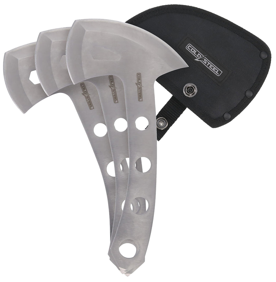 Cold Steel CSTH50AX3PK Throwing Axes 3-Pack 5" Plain 420 Stainless Steel Blades, Includes Nylon Sheath