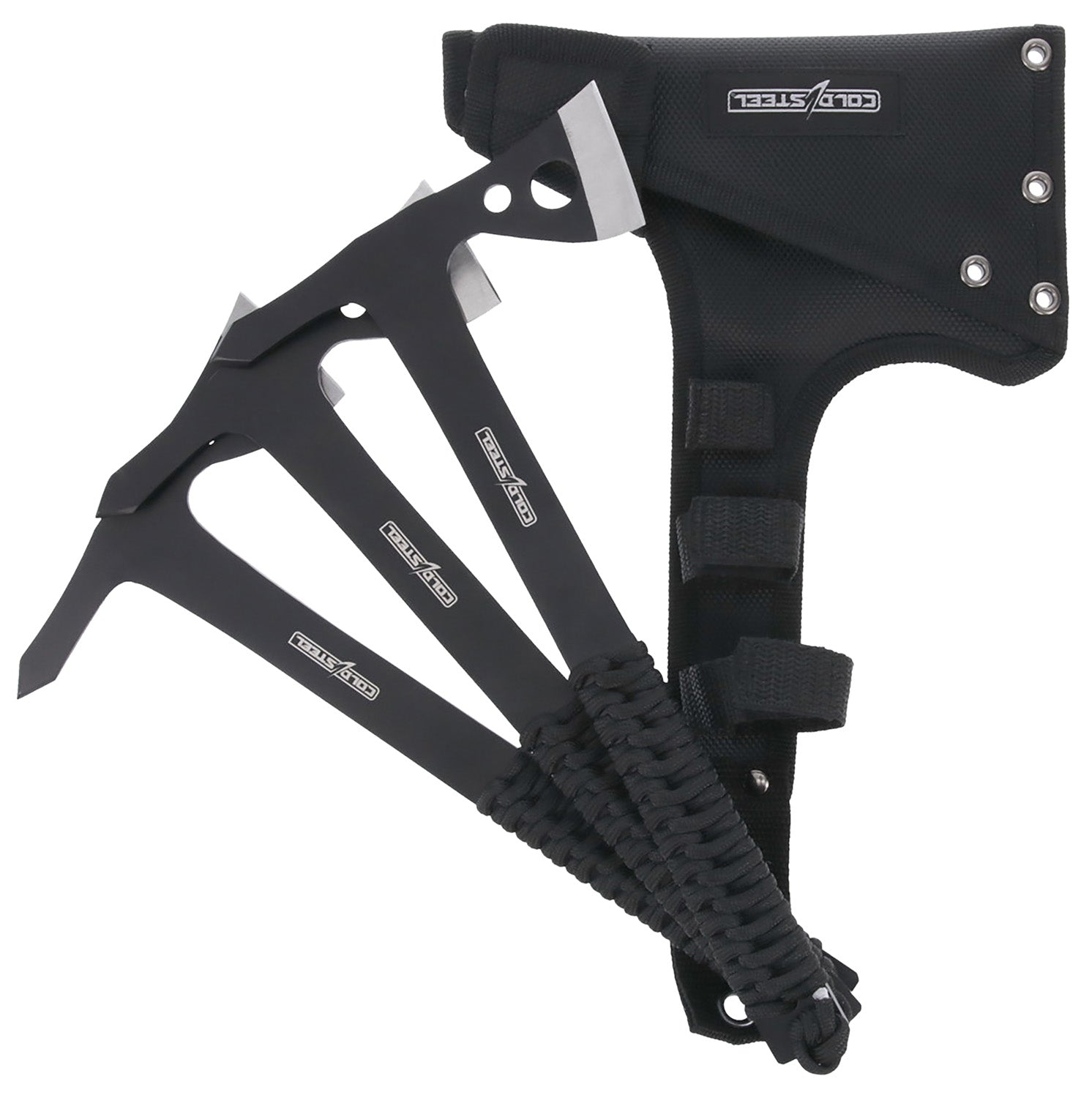 Cold Steel CSTH175AX3PK Throwing Axes 3-Pack 1.75" Black Oxide 420 SS Blade, Paracord Wrapped Handle