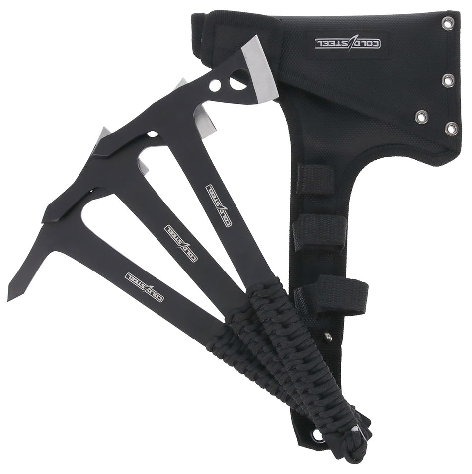 Cold Steel CSTH175AX3PK Throwing Axes 3-Pack 1.75" Black Oxide 420 SS Blade, Paracord Wrapped Handle