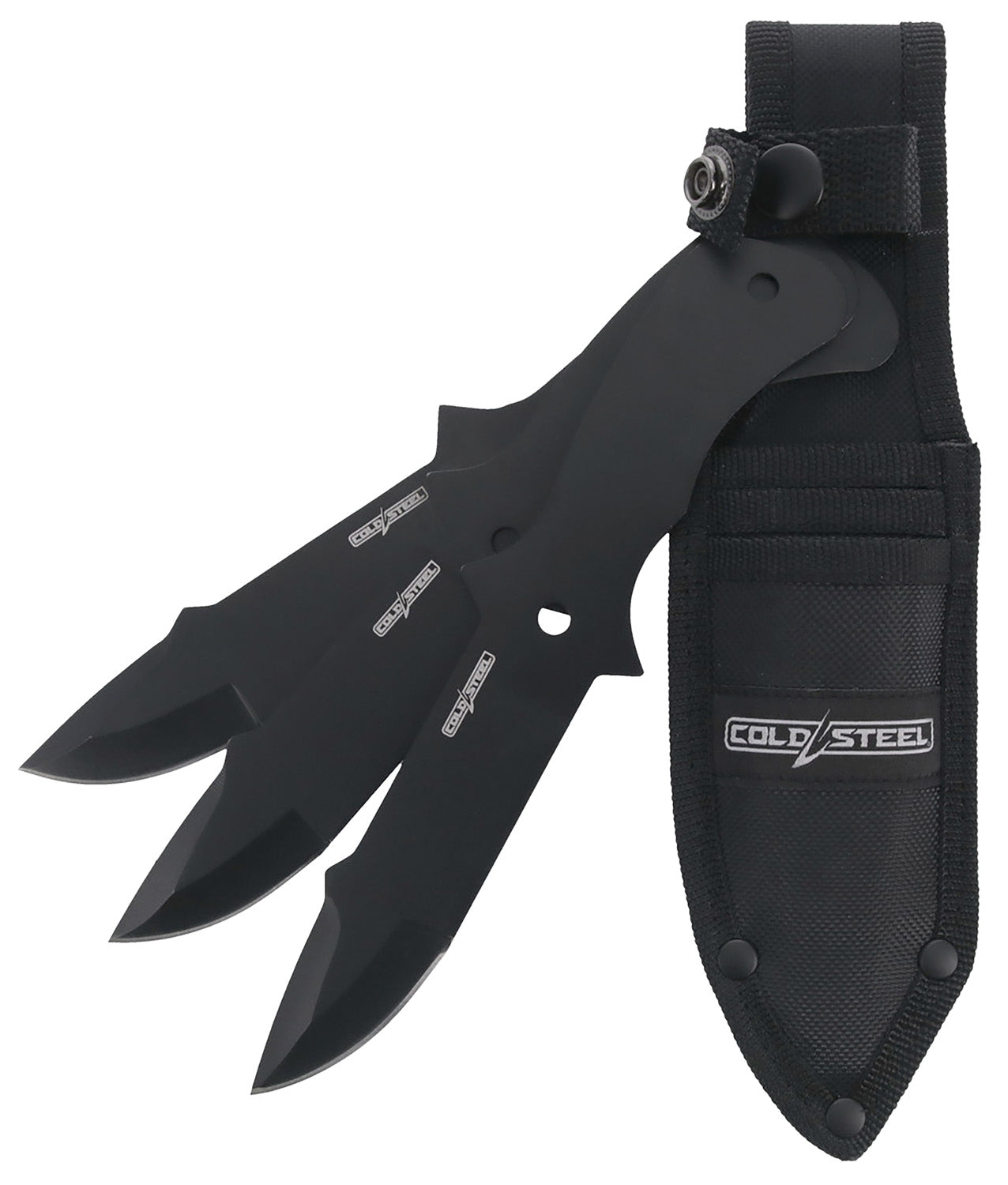 Cold Steel CSTH80KVC3PK Throwing Knives 3-Pack Fixed 8" Drop Point Black Oxide 420 SS Blade, Nylon Sheath