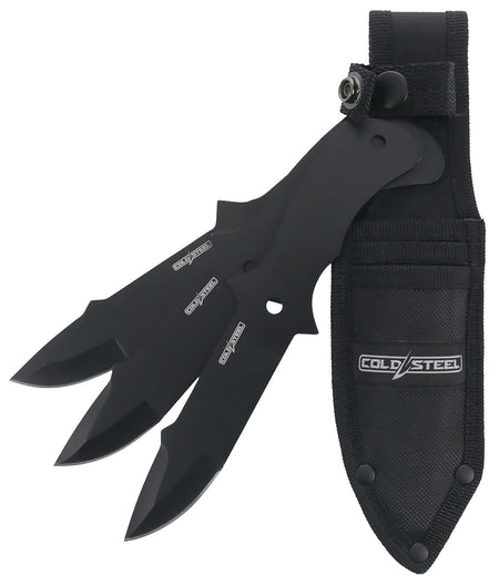 Cold Steel CSTH80KVC3PK Throwing Knives 3-Pack Fixed 8" Drop Point Black Oxide 420 SS Blade, Nylon Sheath