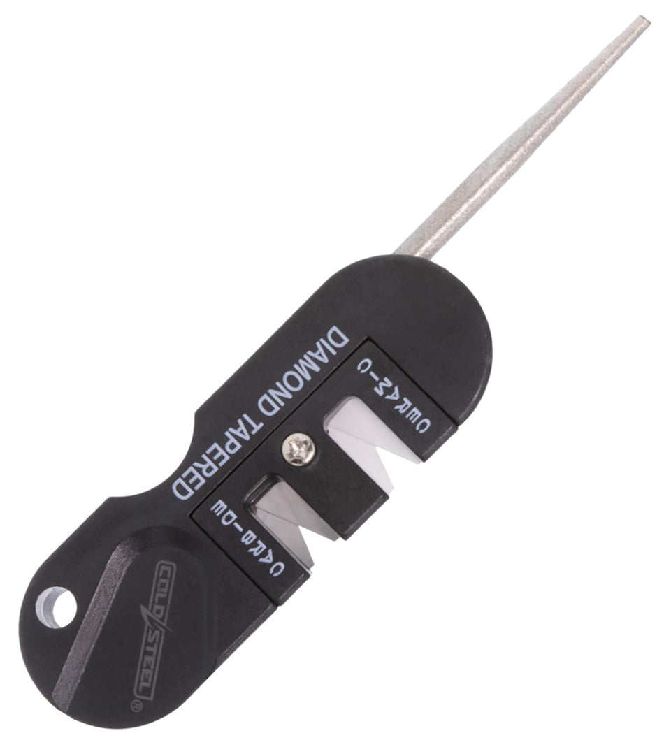 Cold Steel CSKS31SCDR Black 3-In-1 Carbide and Ceramic Knife Sharpener with Fold-Out Diamond Rod