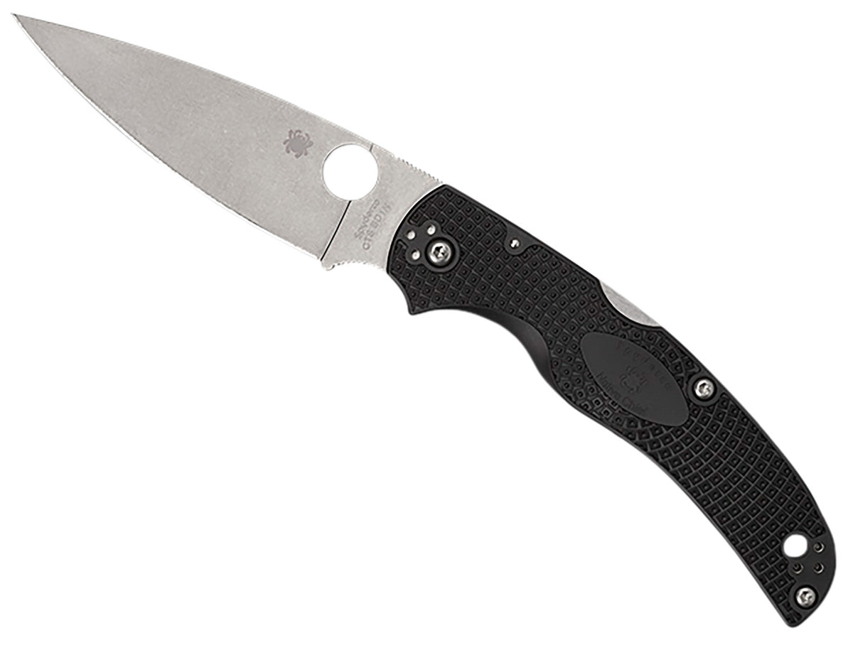 Spyderco C244PBK Native Chief Lightweight 4.02" Folding Knife Plain Stonewashed CTS BD1N SS Blade Black Textured FRN Handle