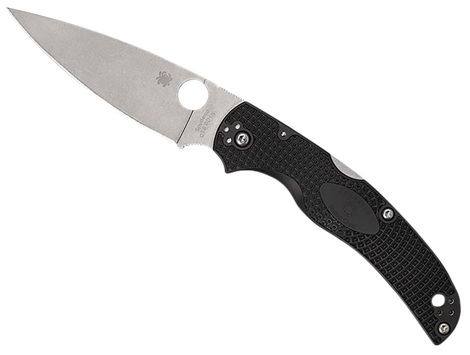 Spyderco C244PBK Native Chief Lightweight 4.02" Folding Knife Plain Stonewashed CTS BD1N SS Blade Black Textured FRN Handle