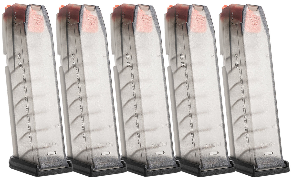 Strike Industries Glock 19/26 Gen3-5 15-Round Magazine 5-Pack, Translucent Smoke
