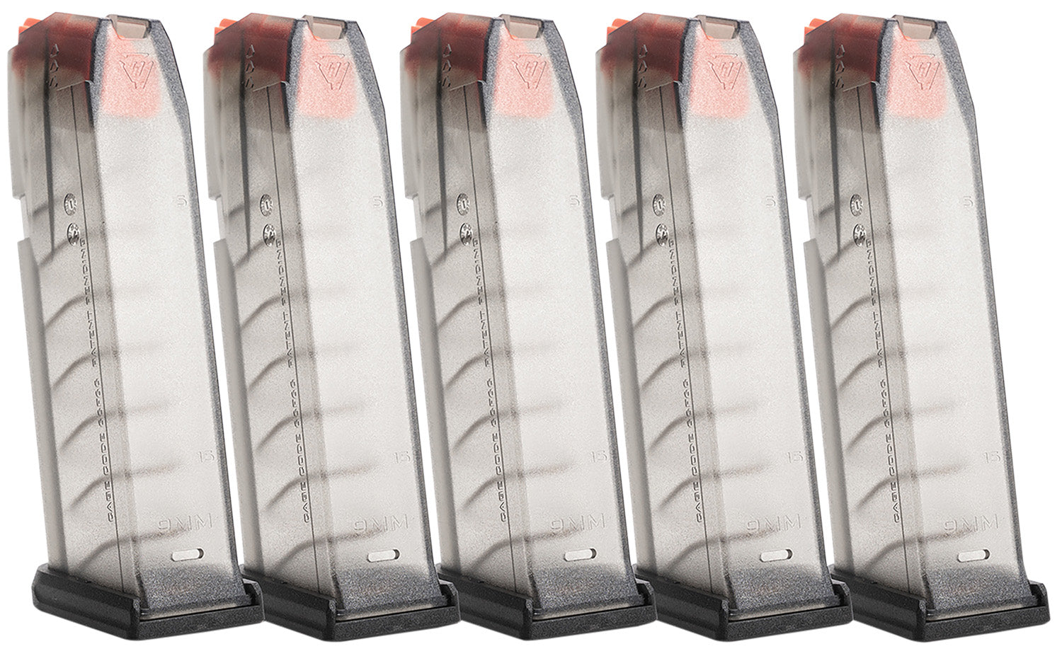 Strike Industries Glock 19/26 Gen3-5 15-Round Magazine 5-Pack, Translucent Smoke