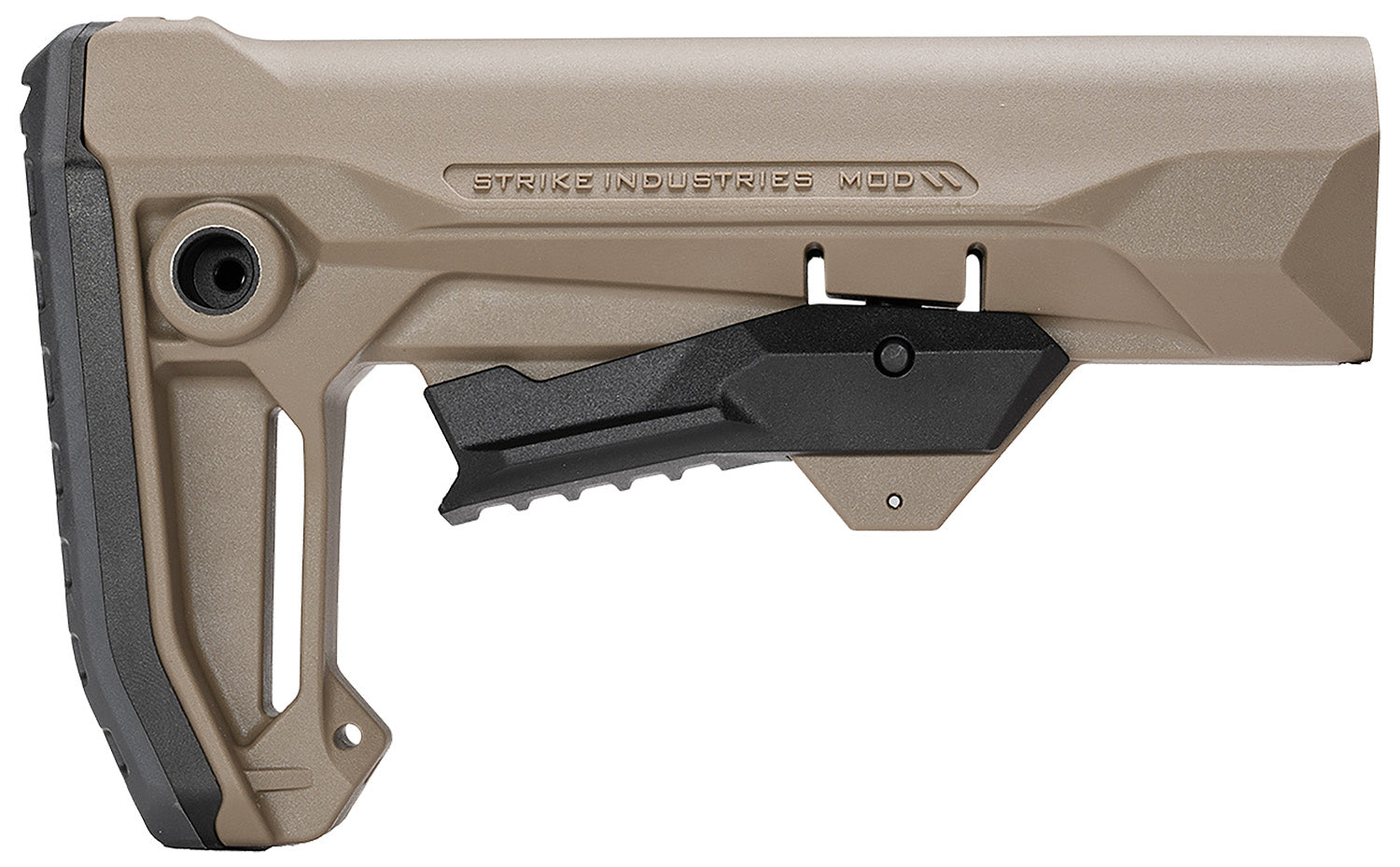 Strike Industries MOD2 Adjustable Rifle Stock FDE Polymer Compatible with AR Buffer Tubes