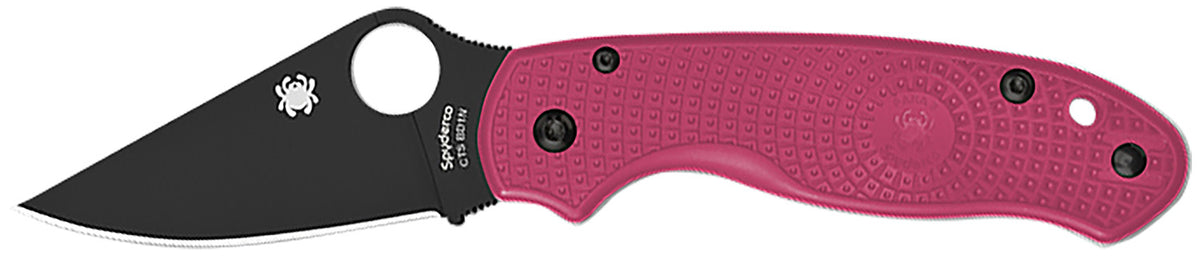 Spyderco C223PNBK Para 3 Lightweight 2.93" Folding Knife Plain Black DLC BD1N SS Blade Pink Textured FRN Handle