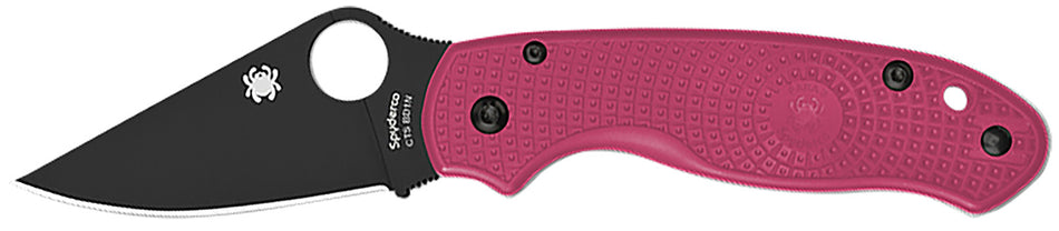 Spyderco C223PNBK Para 3 Lightweight 2.93" Folding Knife Plain Black DLC BD1N SS Blade Pink Textured FRN Handle