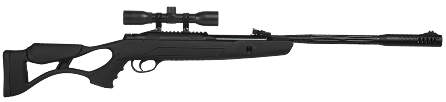 Hatsan USA AirTact .22 Caliber Break Barrel Pellet Rifle Black Skeleton Stock QuietEnergy Barrel 4x32 Optima Scope