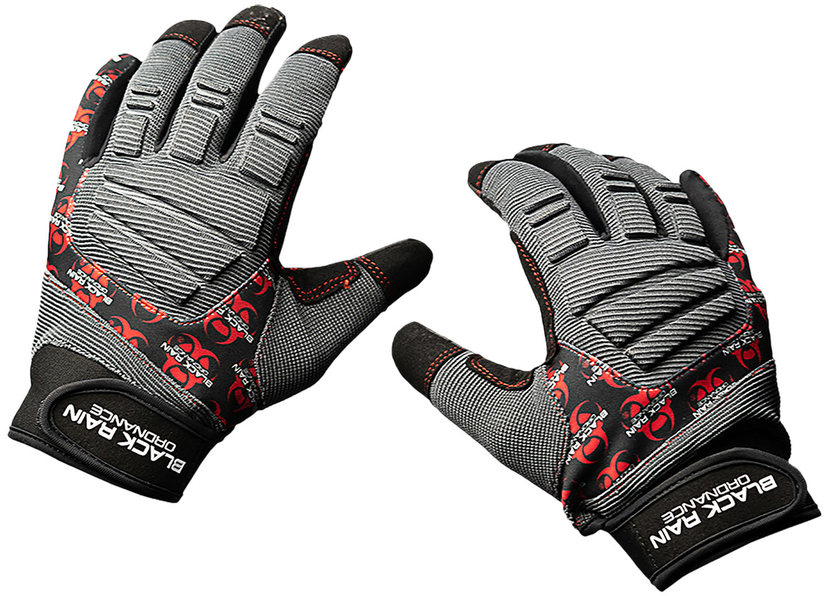 Black Rain Ordnance Performance Tactical Gloves Black Gray Red Medium Velcro