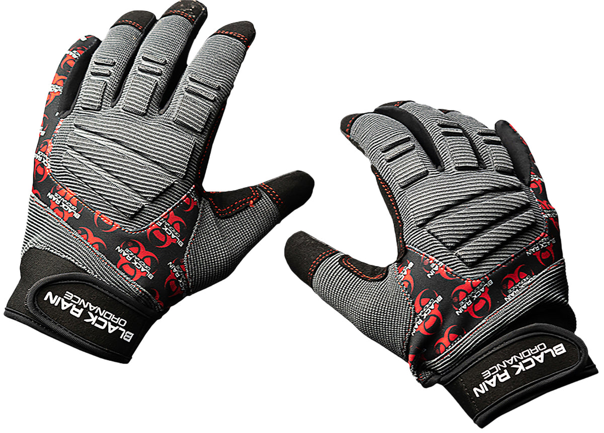 Black Rain Ordnance Performance Tactical Gloves Black Gray Red Large Velcro