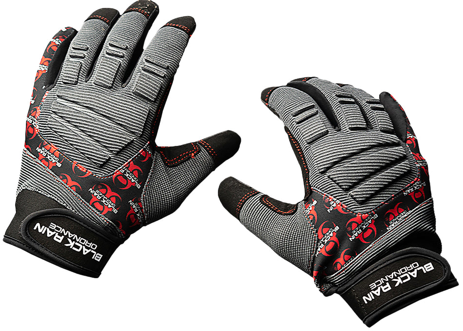 Black Rain Ordnance Performance Tactical Gloves Black Gray Red Large Velcro