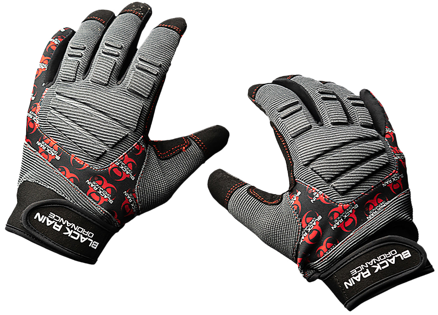 Black Rain Ordnance Performance Tactical Gloves Black Gray Red 2XL Velcro
