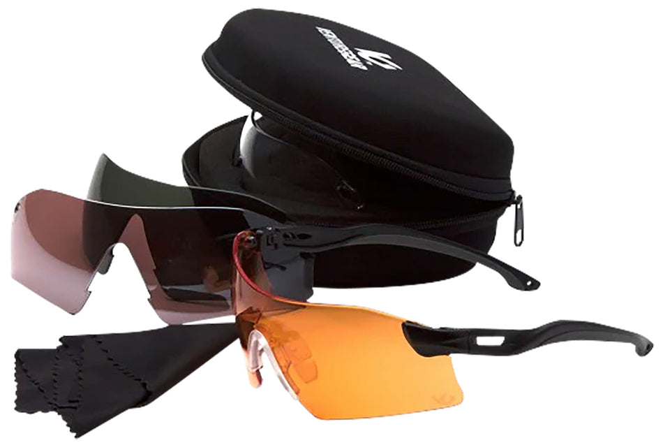 Pyramex Drop Zone Safety Glasses Kit Black Frame Multi-Lens Anti-Fog with Neoprene Case