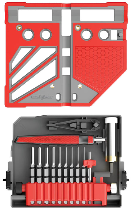Real Avid AVMBBPKIT 18-Piece Master Bench Block Pro Kit with Hammer and Steel Punches, Gray/Red