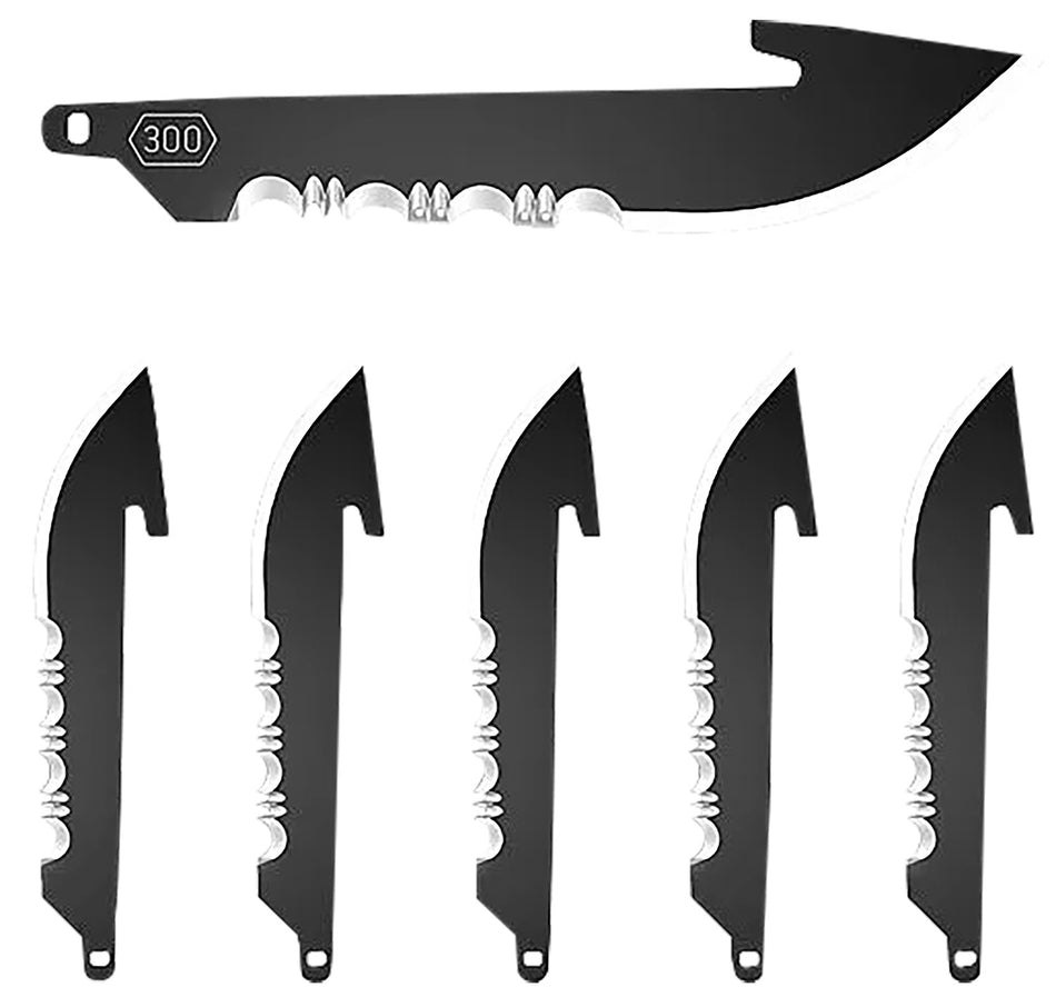 Outdoor Edge RRS30K6C 6-Pack 3" Serrated Black Drop Point 420J2 Stainless Steel Replacement Blades