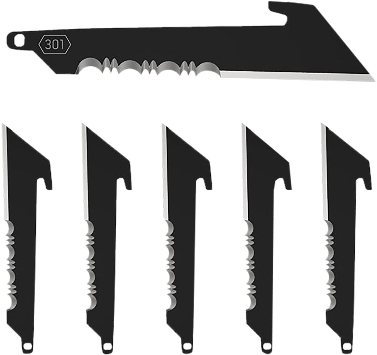 Outdoor Edge RRUS30K6C 6-Pack 3" Serrated Utility Black 420J2 Stainless Steel Replacement Blades