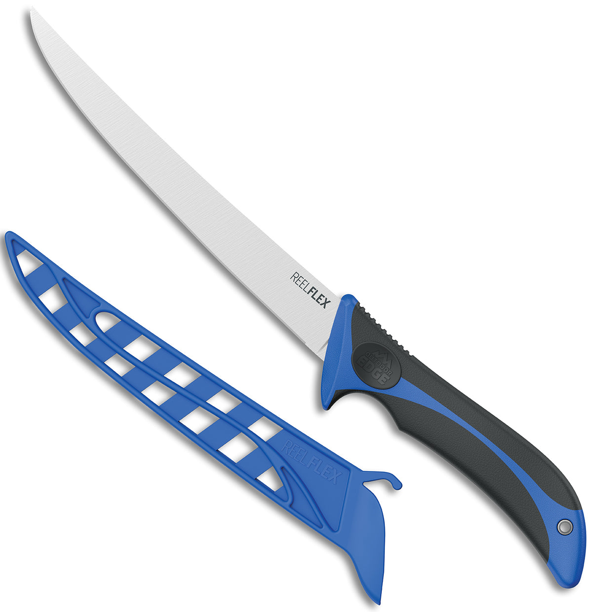 Outdoor Edge RF75C ReelFlex 7.50" Fixed Fillet Knife Satin 4116 Stainless Steel Blade with Blue/Black TPR Handle