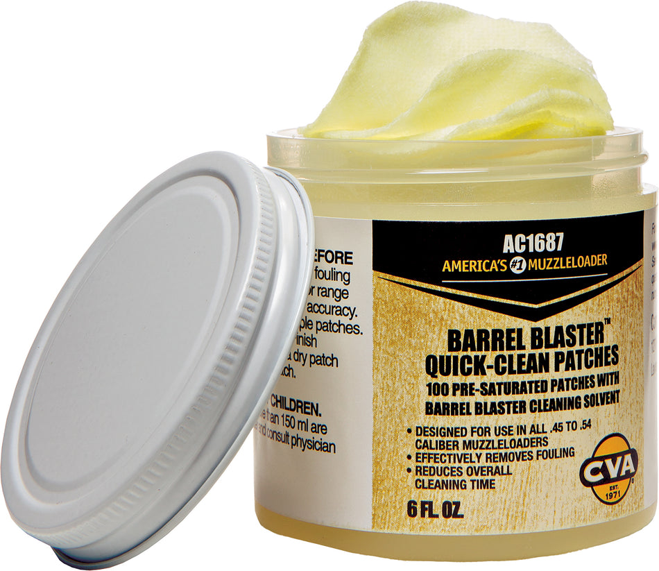 CVA AC1687 6 oz Barrel Blaster Quick Clean Cotton Patches Pre-Saturated with Solvent