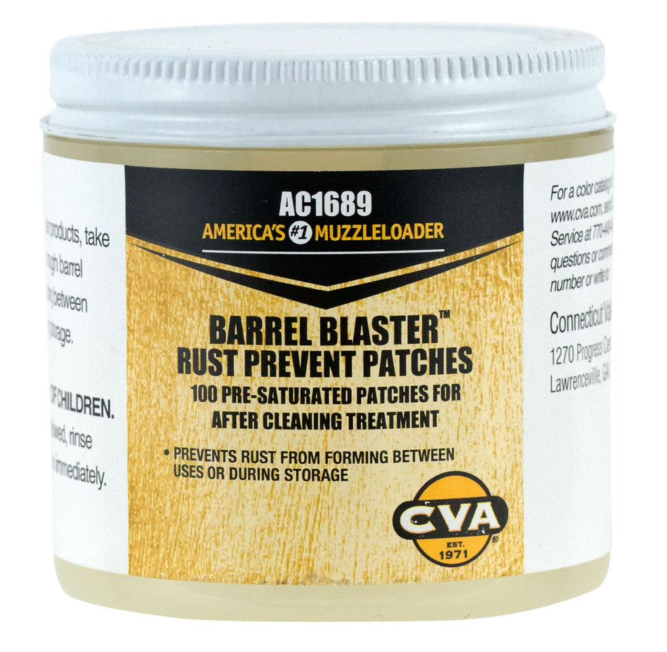 CVA AC1689 Barrel Blaster Pre-Lubricated Cleaning Patches Against Corrosion Jar
