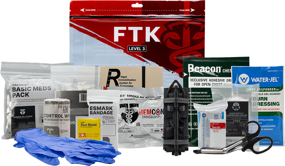 Tacmed Solutions 800118 Field Trauma Kit Level 3 with OLAES Bandage Chest Seal and Trauma Shears