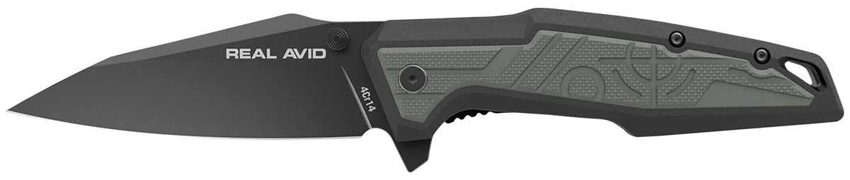 Real Avid RAV-1 AVRAV1 Folding Knife 3.25" Modified Clip Point 4Cr14 Black Oxide GFN Handle