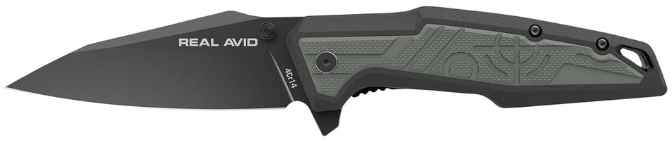 Real Avid RAV-1 AVRAV1 Folding Knife 3.25" Modified Clip Point 4Cr14 Black Oxide GFN Handle