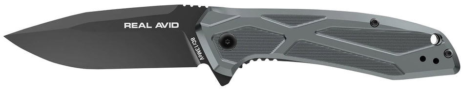 Real Avid RAV-2 AVRAV2 Spring-Assist Folding Knife 3.25" Drop Point 8Cr13MoV Aluminum Handle