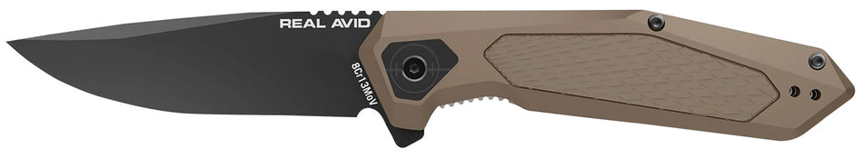 Real Avid RAV-3 AVRAV3 Spring-Assist Folding Knife 3.25" Drop Point 8Cr13MoV Flat Dark Earth Handle