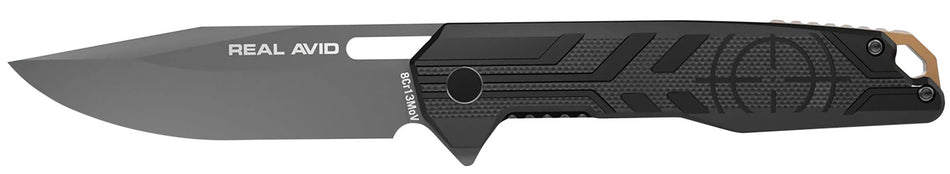 Real Avid RAV-7 AVRAV7 EDC Spring-Assist Folding Knife 3.25" Drop Point 8Cr13MoV Titanium Finish G10