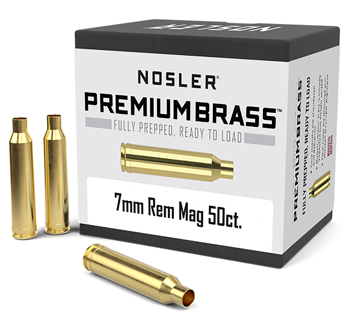 Nosler Premium Brass 7mm Rem Mag Unprimed Rifle Cases 10185 50/Box