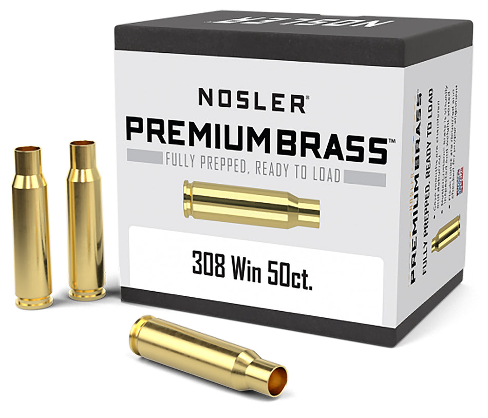 Nosler Premium Brass 308 Win Unprimed Rifle Cases 10225 50/Box