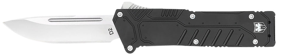 CobraTec BLKSFDNS Special Forces OTF Knife 3.25" Plain D2 Steel Drop Point Blade Black Handle
