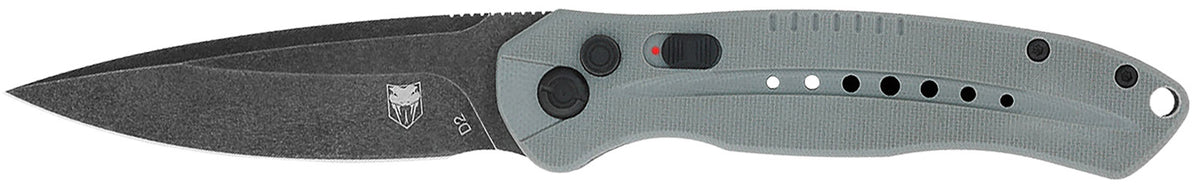 CobraTec GRYDIABLOAUTO Diablo 3.50" Side Button Auto Folder Black Stonewash D2 Blade Gray G10 Scales