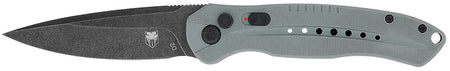 CobraTec GRYDIABLOAUTO Diablo 3.50" Side Button Auto Folder Black Stonewash D2 Blade Gray G10 Scales