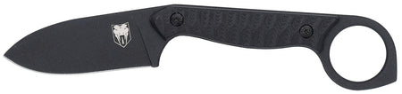 CobraTec CTWLTBLK Wolfteeth EDC Ring Knife 2.75" Drop Point Plain Black 14C28N Blade Black G10 Handle