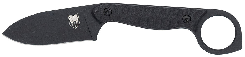 CobraTec CTWLTBLK Wolfteeth EDC Ring Knife 2.75" Drop Point Plain Black 14C28N Blade Black G10 Handle