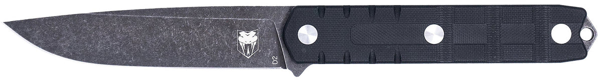 CobraTec CTOWBLKDNS Outdoor Warrior Fixed 4.50" Drop Point Plain Stonewashed D2 Blade Black Textured G10 Handle