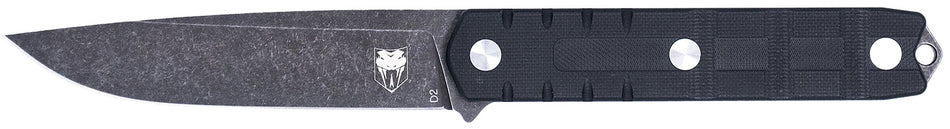 CobraTec CTOWBLKDNS Outdoor Warrior Fixed 4.50" Drop Point Plain Stonewashed D2 Blade Black Textured G10 Handle