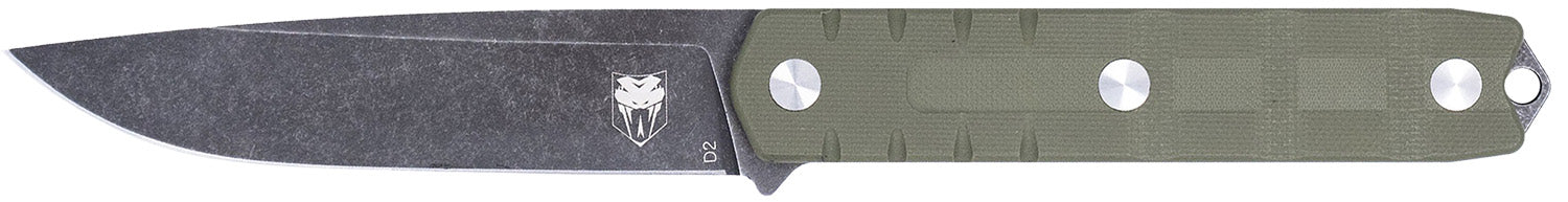 CobraTec CTOWODGDNS Outdoor Warrior Fixed 4.50" Drop Point Plain Stonewashed D2 Blade OD Green Textured G10 Handle