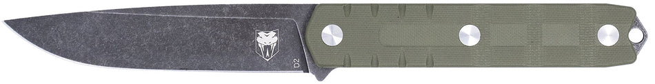 CobraTec CTOWODGDNS Outdoor Warrior Fixed 4.50" Drop Point Plain Stonewashed D2 Blade OD Green Textured G10 Handle